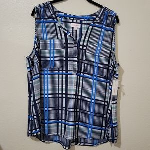 New With Tags Molly & Isadora New Plaid Button Tank Top Size 2X